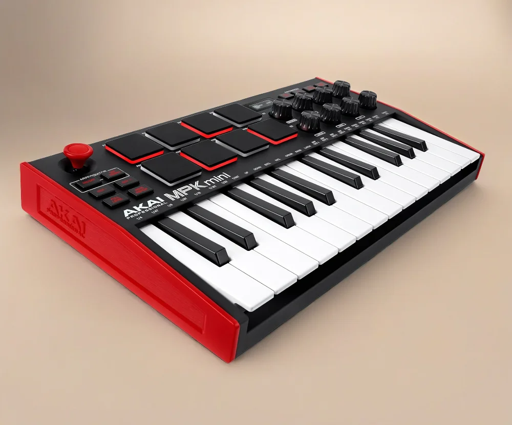 thumbnail image 2 of AKAI MPK Mini Play MK3 | 25-Key MIDI Keyboard With Built-in Speaker, Sounds & Battery Power 2 of 6