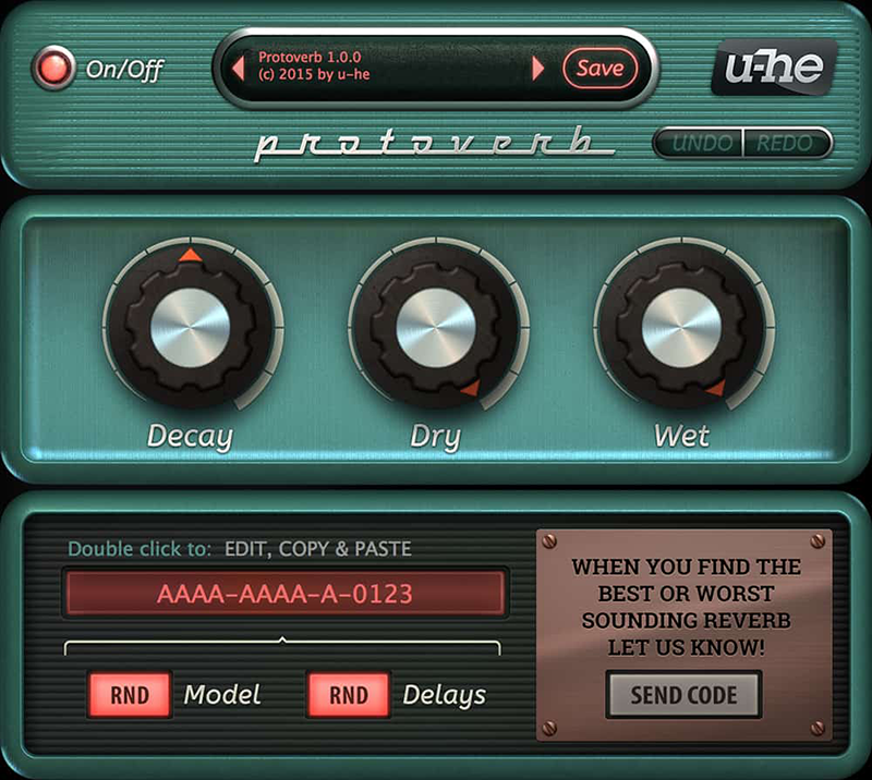 u-he Protoverb Protoverb GUI Screenshot