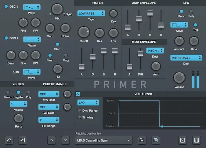 primer synth gui by syntorial
