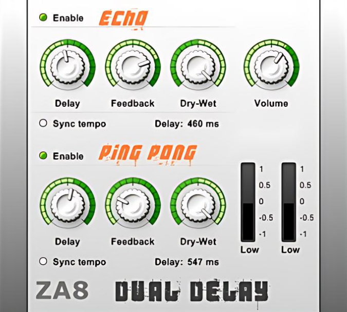 ZA8 Dual Delay by 7air Media ZA8 Dual Delay GUI