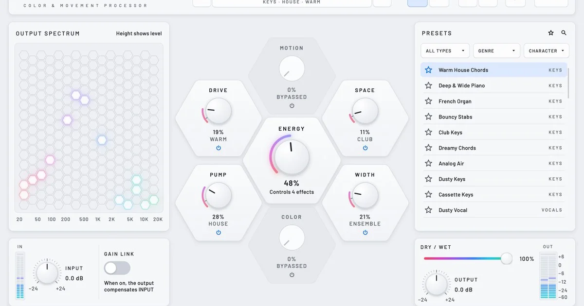 Colony color and movement multi-effect plugin interface by 13X Audio