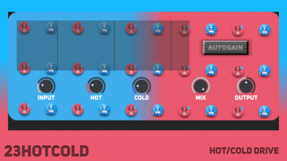23HotCold dual harmonic saturator plugin interface by 23DSP