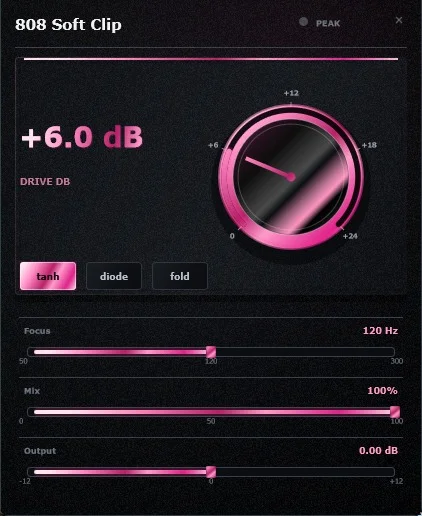 808 Soft Clip plugin interface by Donkerwerk