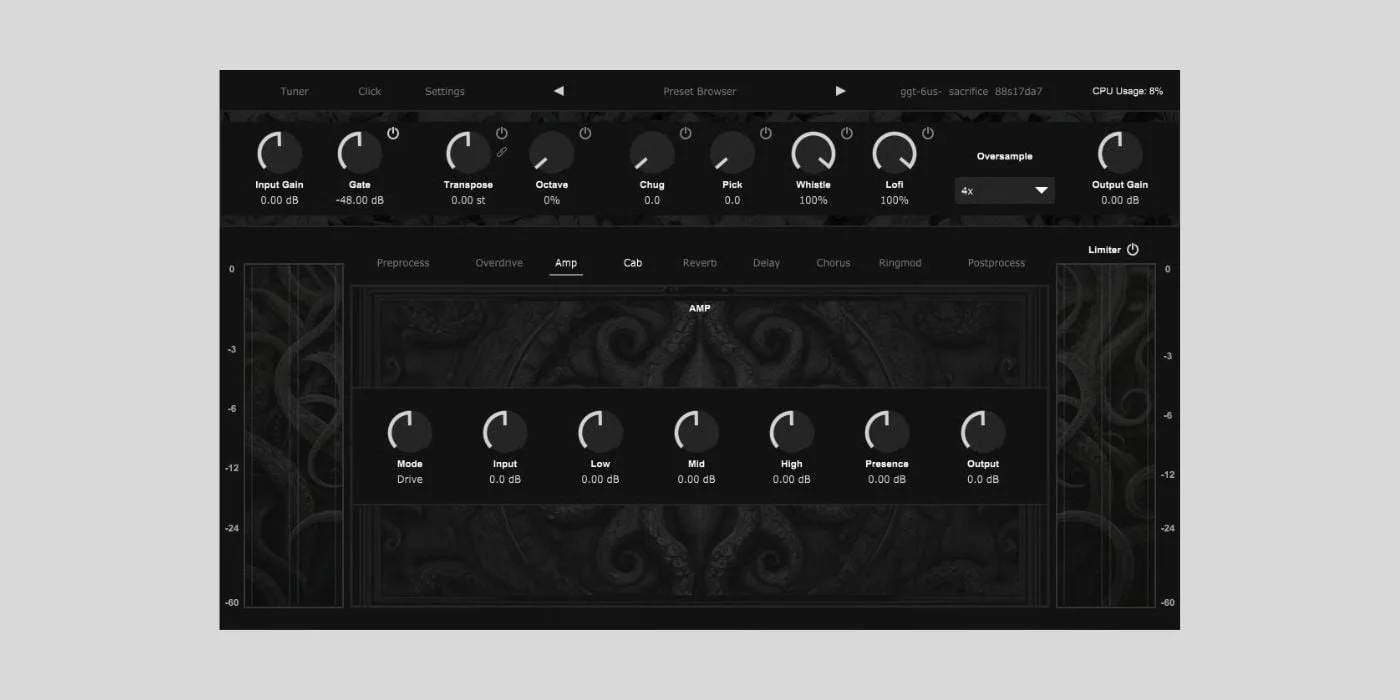 Altar modular guitar amp plugin interface by Lamprey