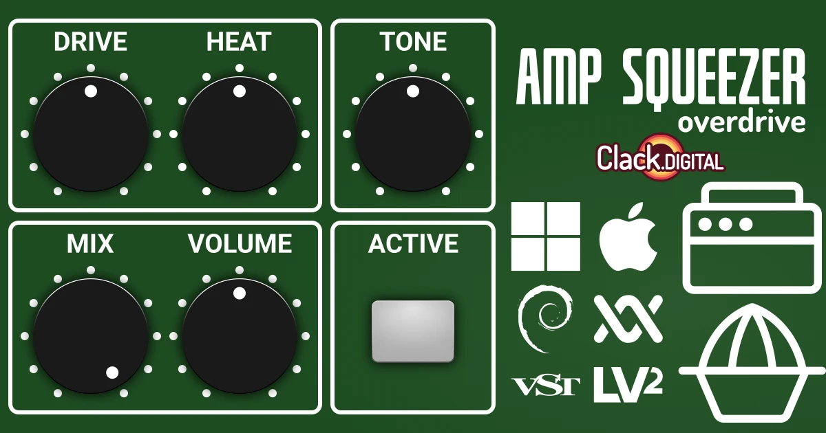 Clack.DIGITAL Amp Squeezer overdrive plugin interface