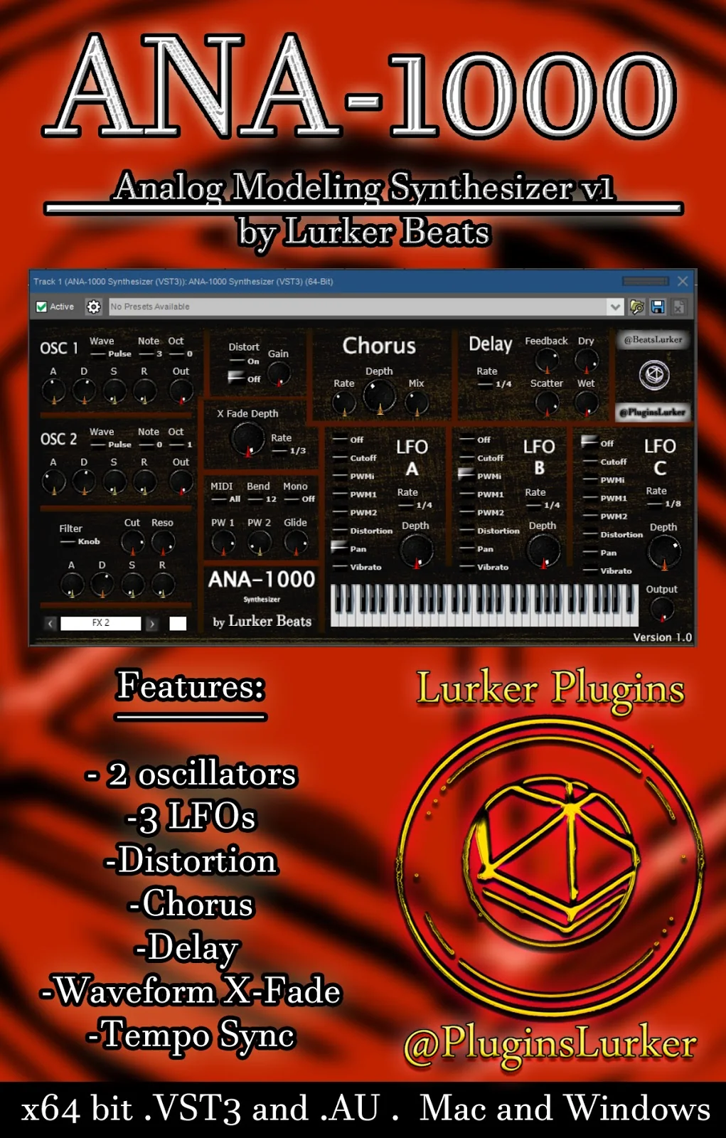 Lurker Beats ANA-1000 analog-modeling synthesizer interface
