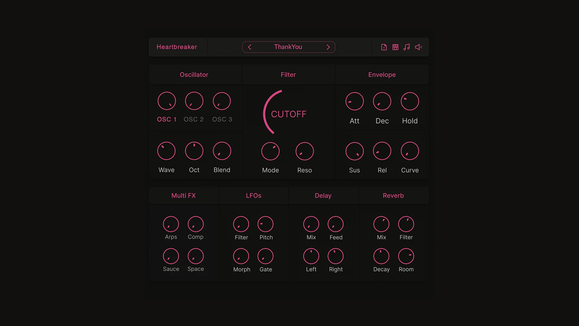 Heartbreaker Synth plugin interface by AngelicVibes