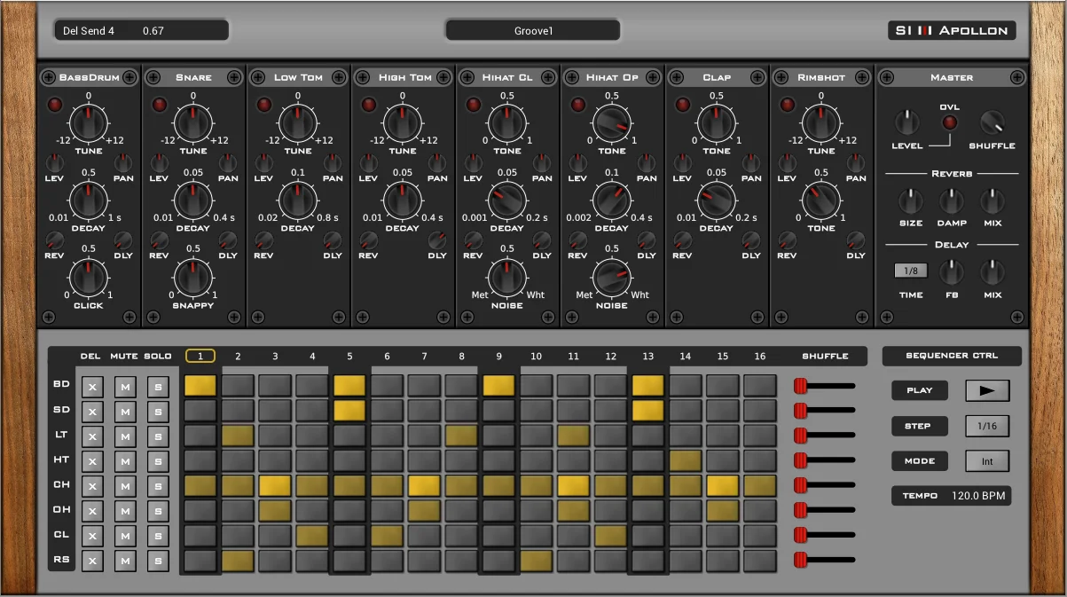 Apollon virtual analog drum machine interface by Synsonic Instruments
