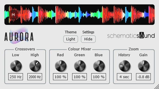 Aurora by Schematic Sound waveform visualizer plugin interface