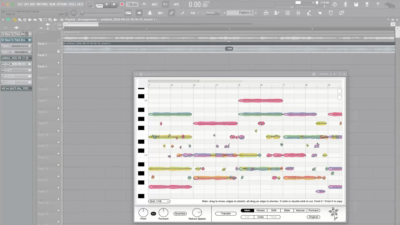 bubblegum pitch editor showing editable vocal notes in a DAW