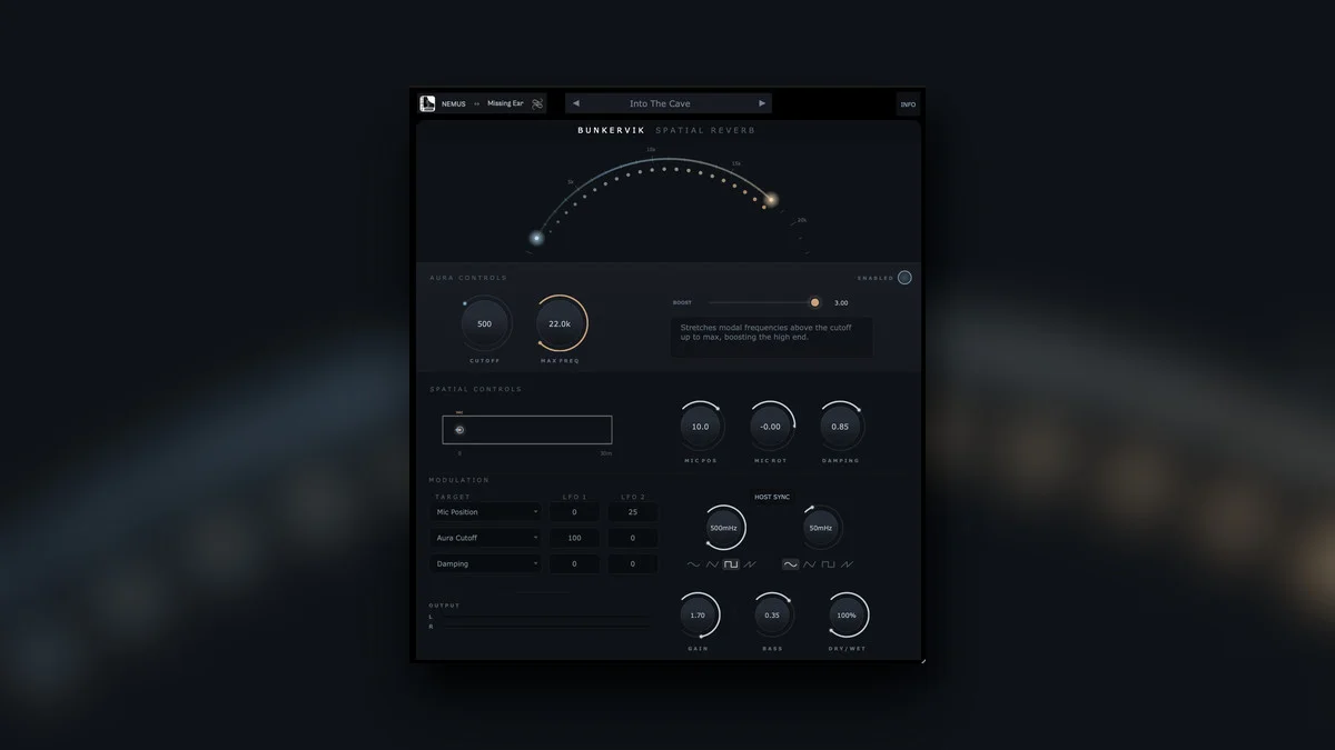 NEMUS Bunkervik Reverb spatial reverb plugin interface