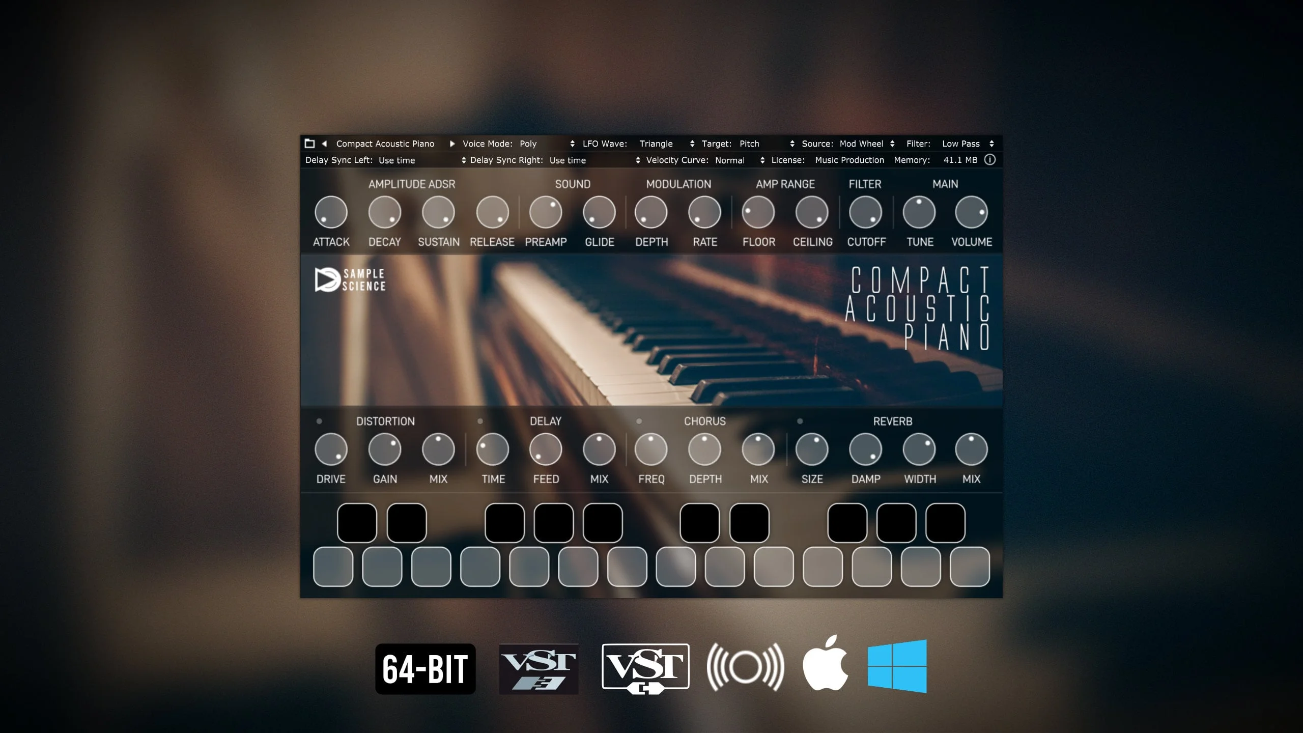 Compact Acoustic Piano virtual instrument by SampleScience
