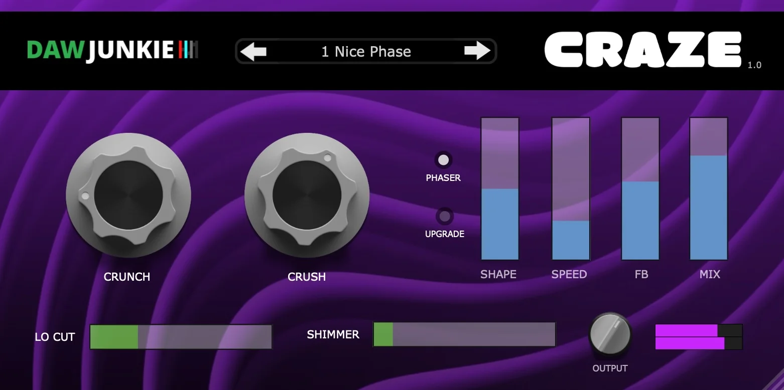 Craze free crunchy phaser plugin by DAWJunkie