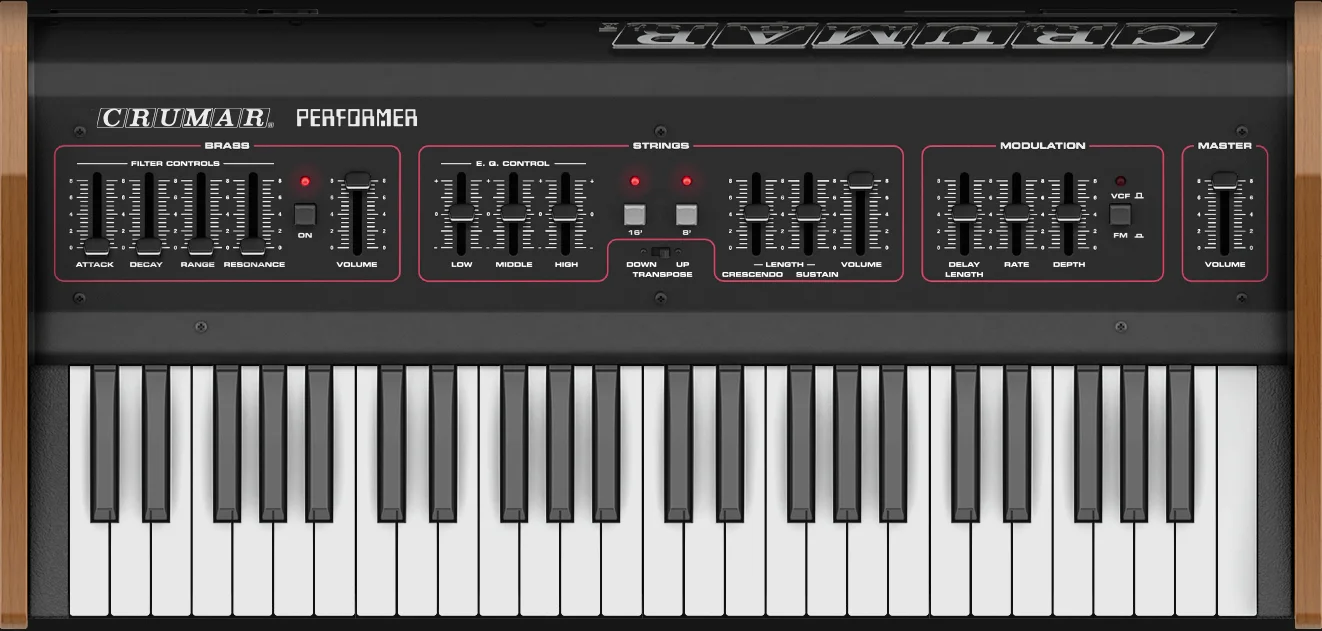 Crumar Performer virtual string and brass synthesizer interface