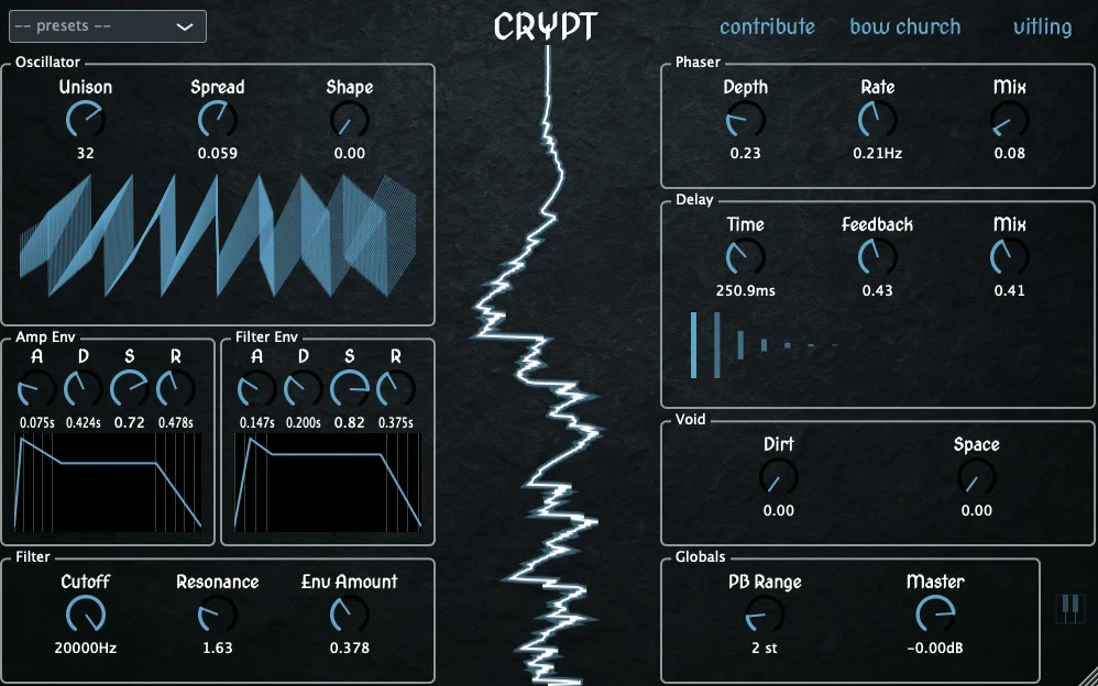 CRYPT hyper-unison synth interface by Vitling