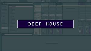 A deep house soundbank displayed on a screen with the words "Deep House" using Sylenth1.