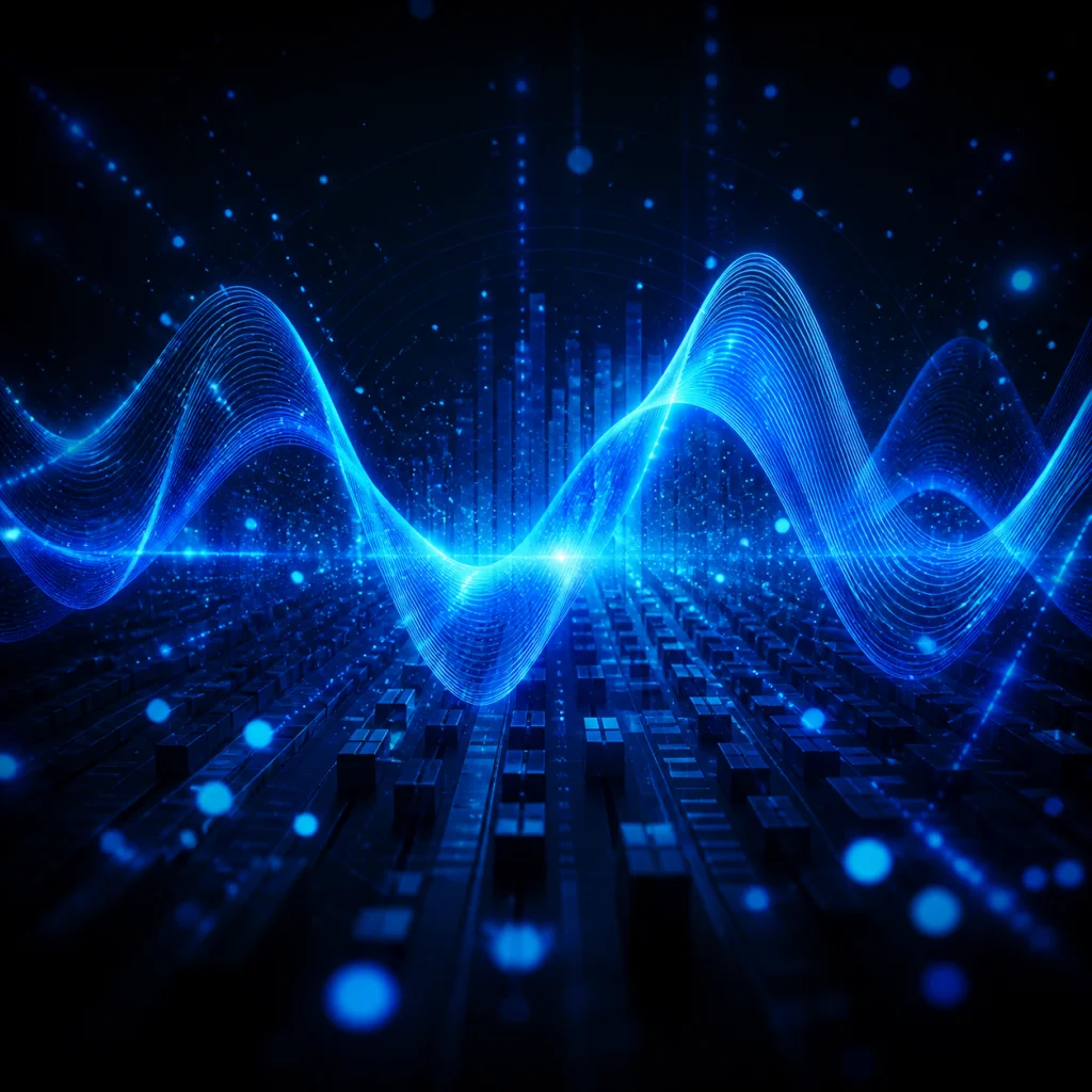Abstract blue waveform artwork for an electronic music FL Studio template