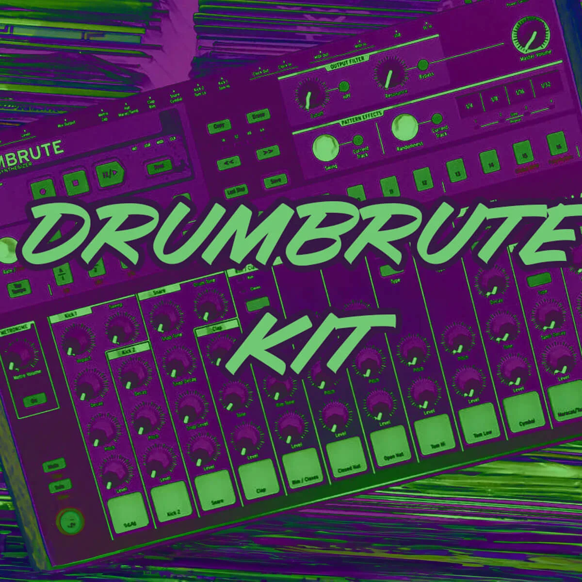 DrumBrute Kit artwork showing an Arturia DrumBrute-style drum machine