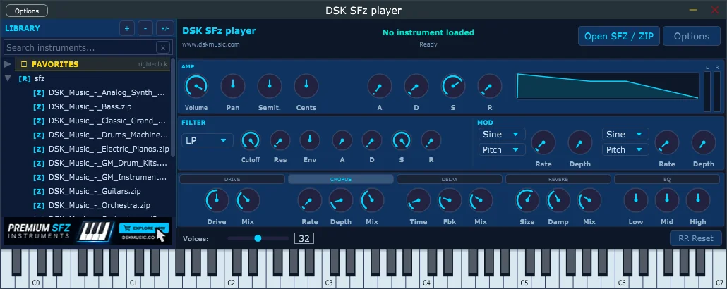 DSK SFz Player sampler plugin interface