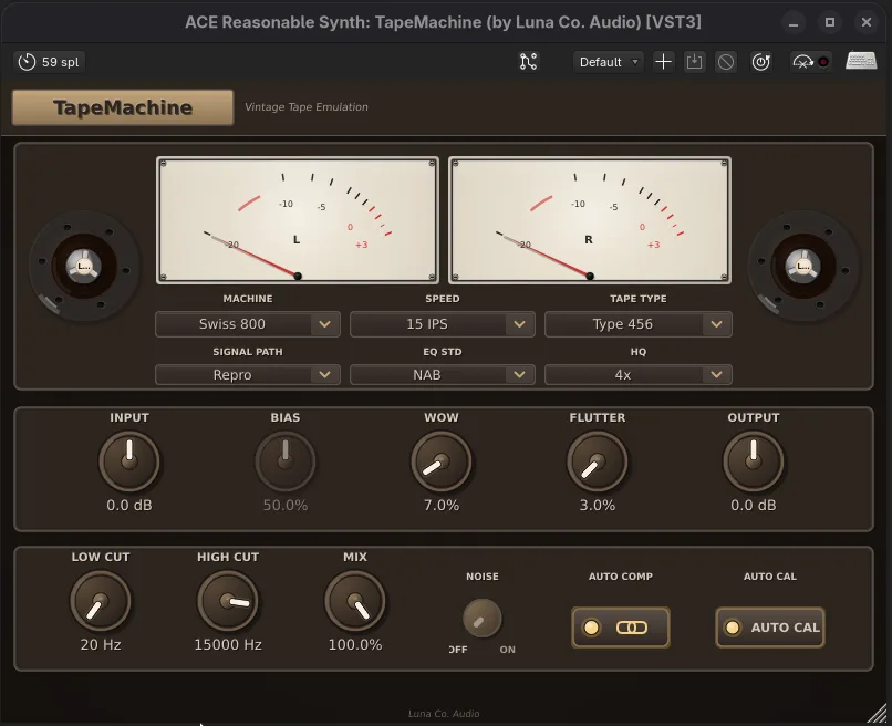 Dusk Audio TapeMachine plugin interface