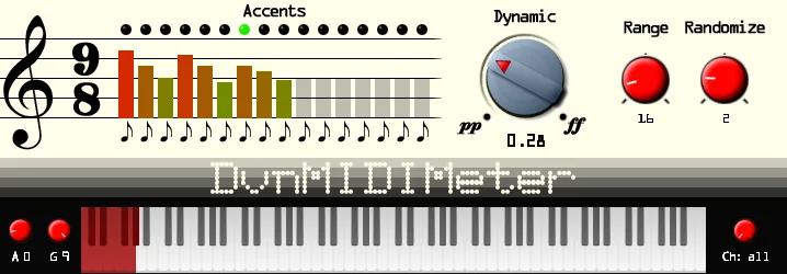 DvnMIDIMeter MIDI velocity processor interface