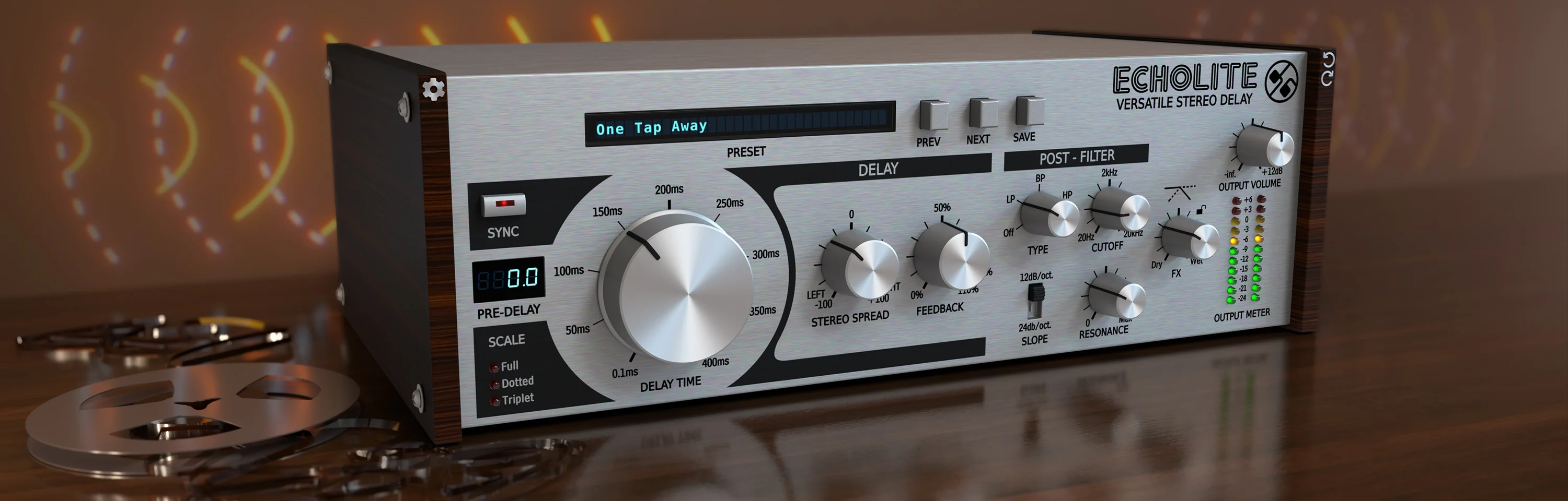 Echolite stereo delay plugin interface by D16 Group