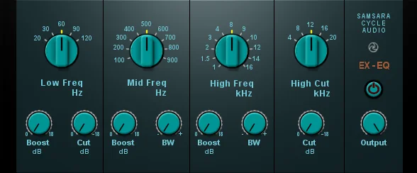 EX-EQ enhanced equalizer plugin interface by Samsara Cycle Audio