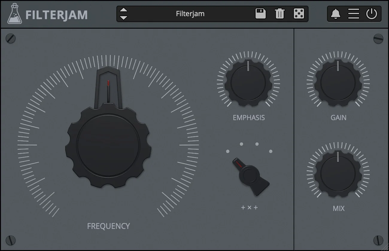 Filterjam multiband resonant filter plug-in interface by AudioThing