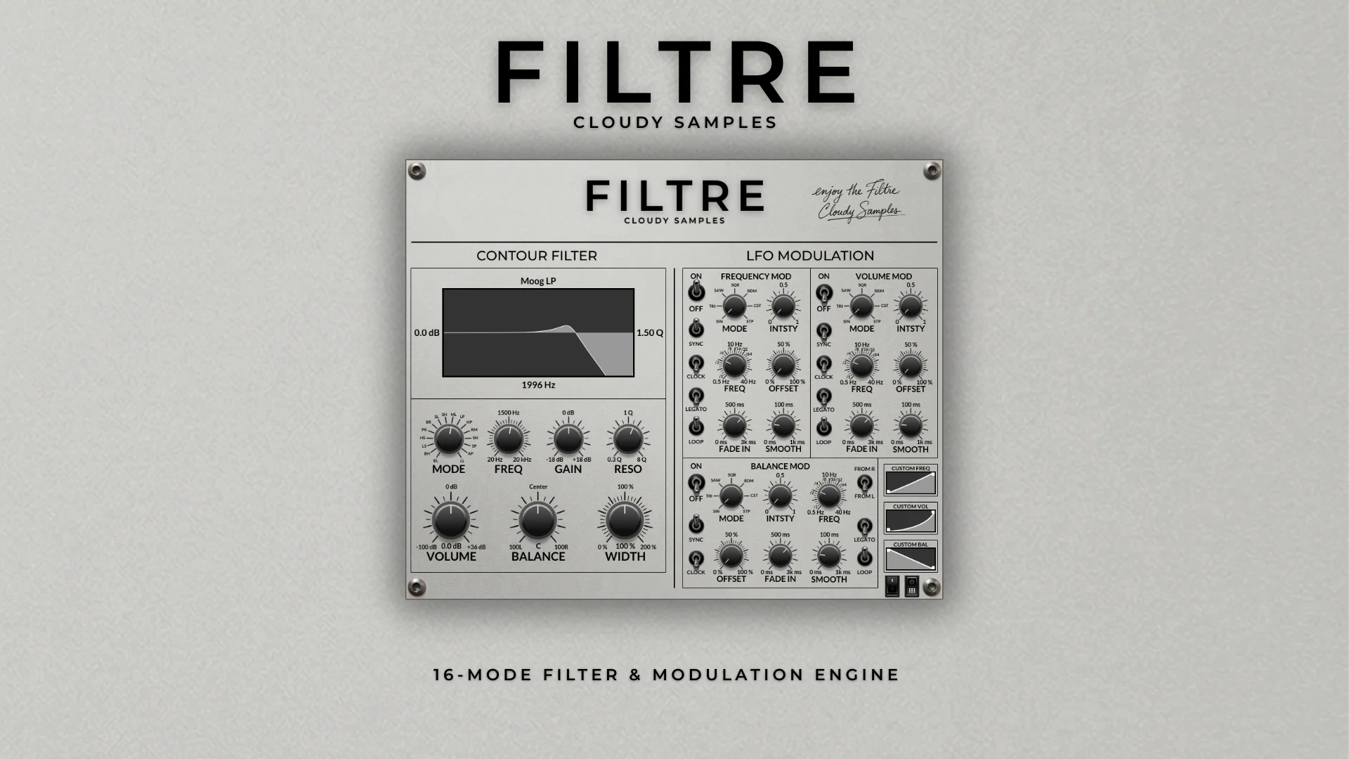 Filtre filter and modulation plugin interface by Cloudy Samples