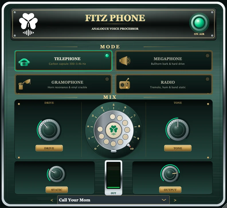 FITZ PHONE plugin interface by ShamROCK Audio