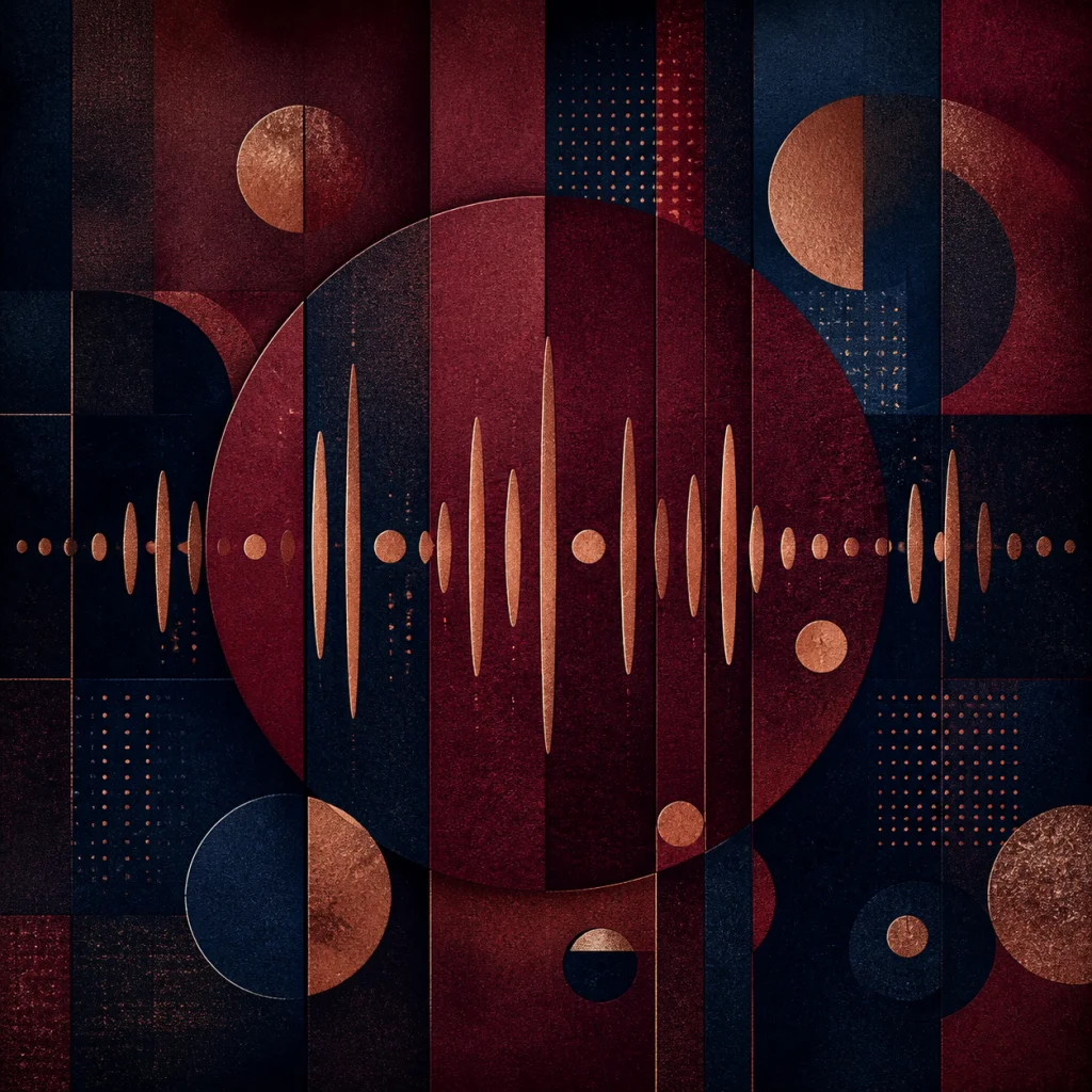Abstract burgundy and blue beatmaking artwork