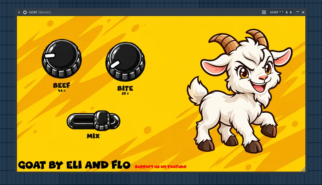 GOAT fattener and saturation plugin interface by Eli & Flo
