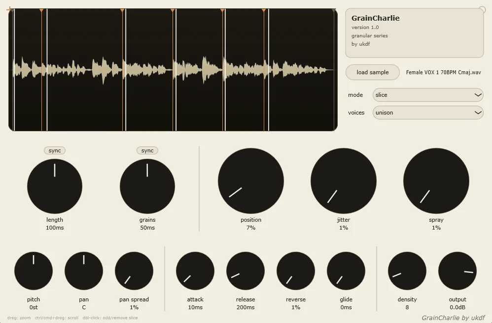 ukdf GrainCharlie granular synthesizer interface