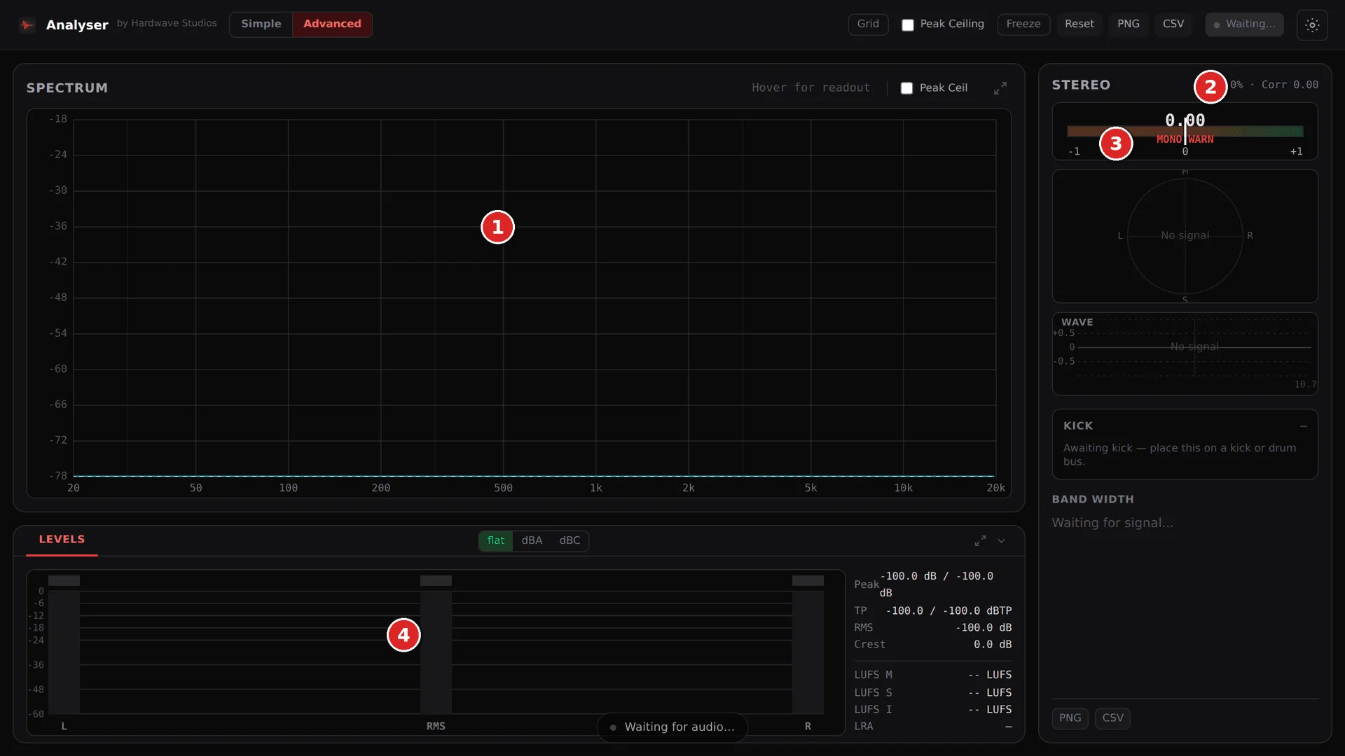 Hardwave Analyser spectrum analyser and metering plugin interface