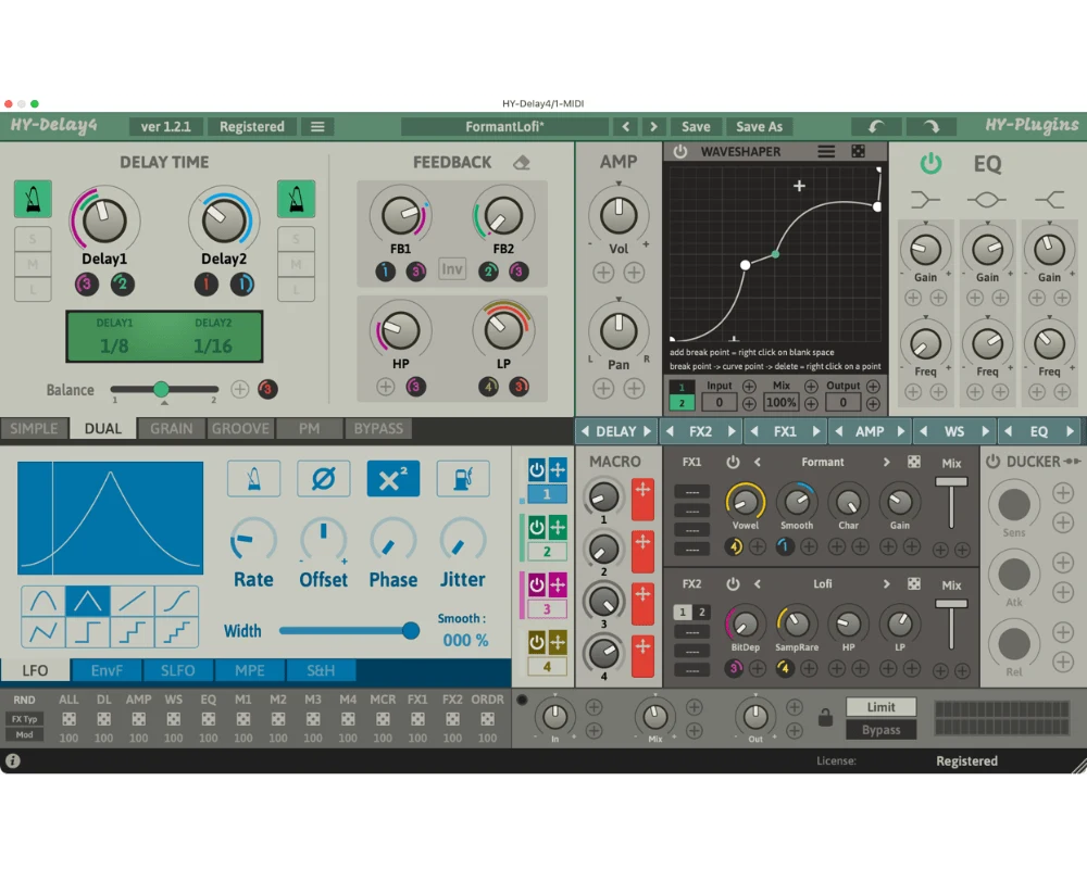HY-Delay4 Free plugin interface by HY-Plugins