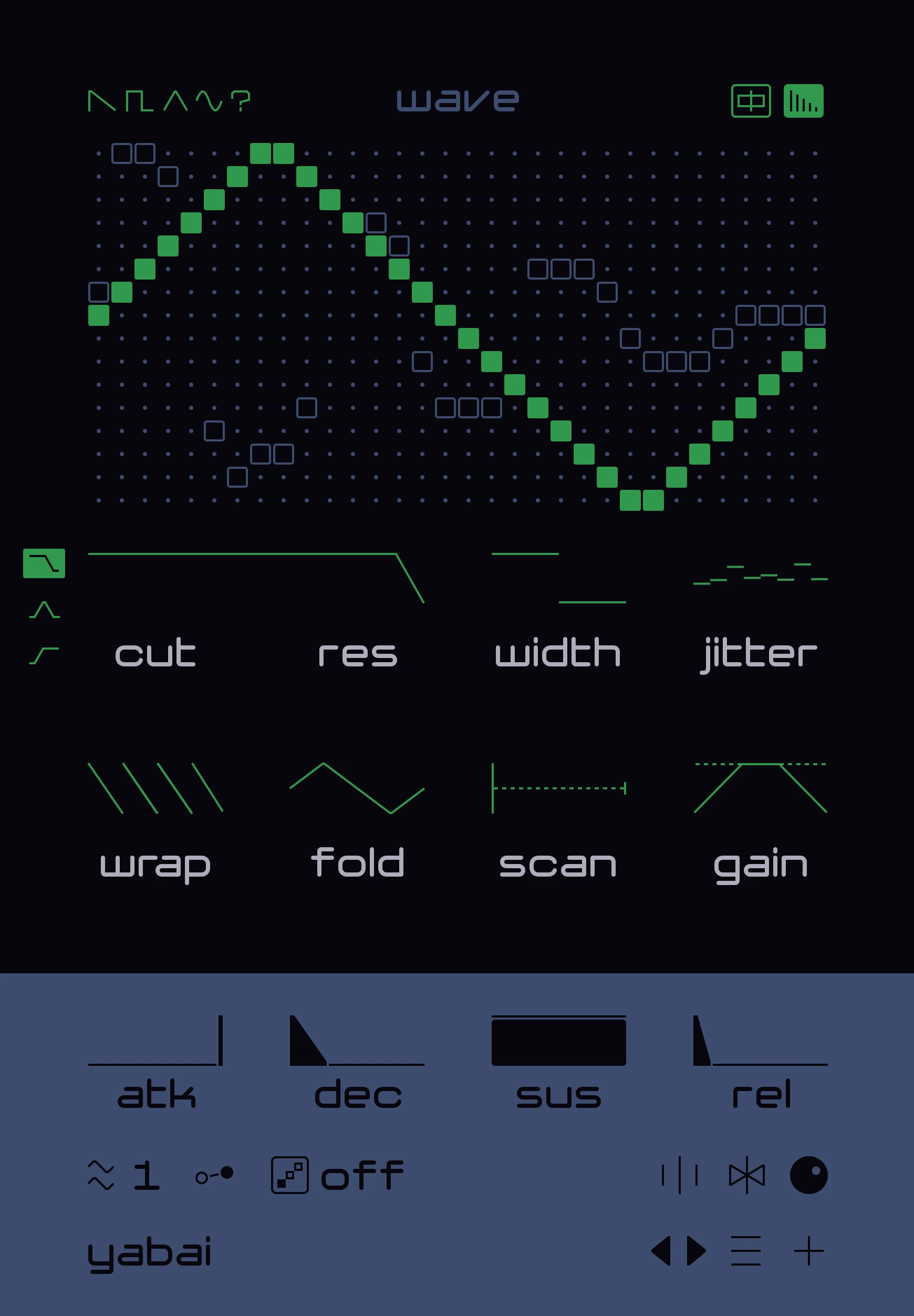 Junior-Lite 4-bit wavetable synth plugin interface by Fors