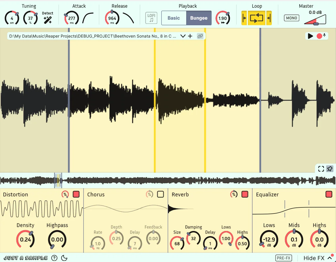 Just a Sample sampler plugin waveform interface by Binyamin Friedman