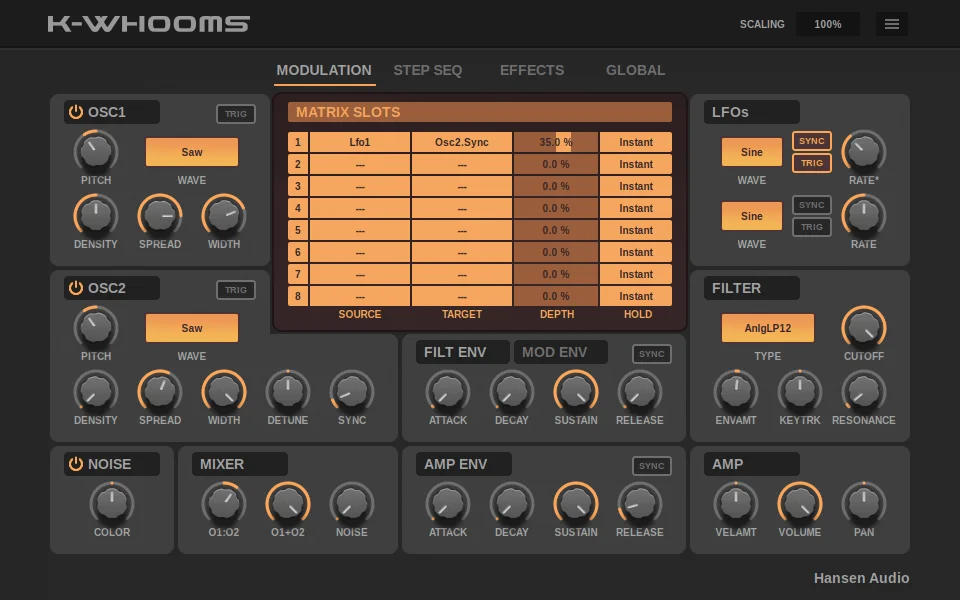 K-Whooms plugin interface by Hansen Audio