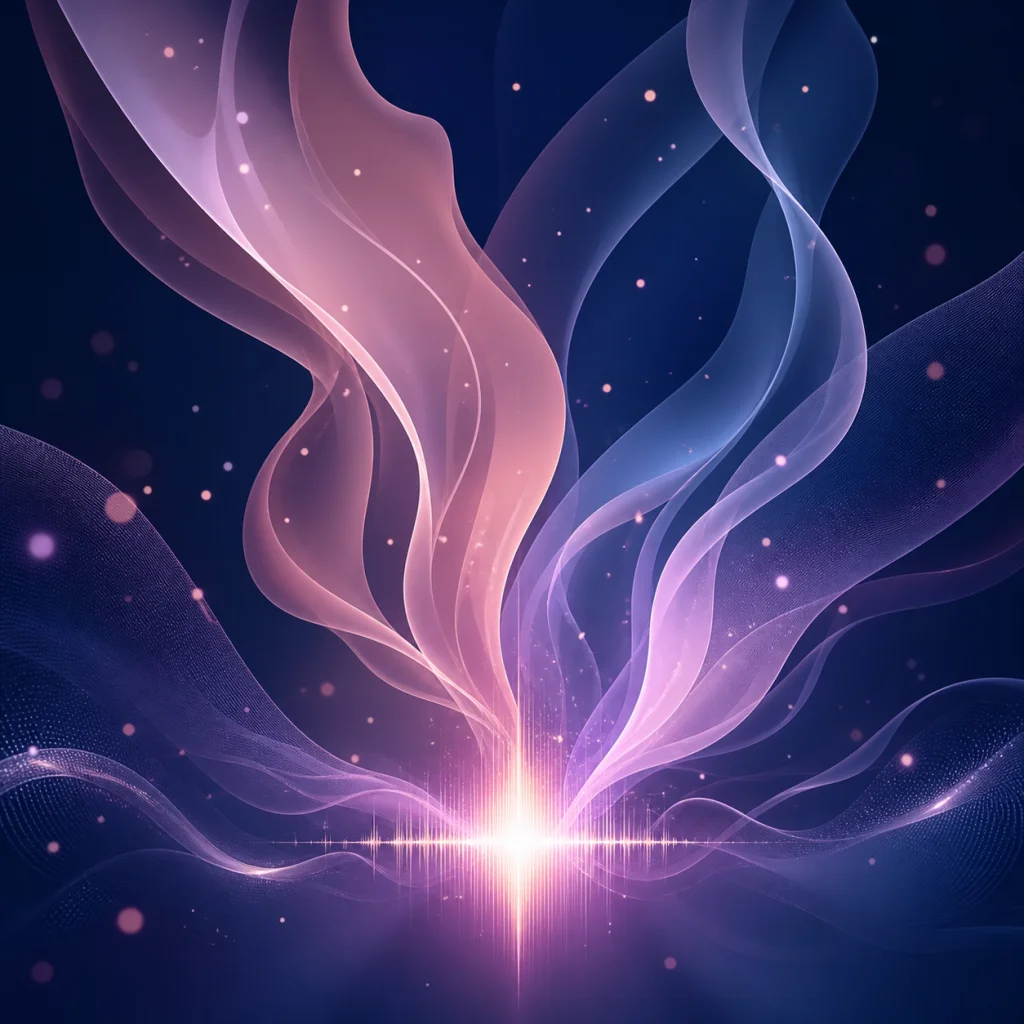 Abstract rose and lavender vocal waveform artwork