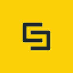 A logo featuring the letter g on a vibrant, yellow background.