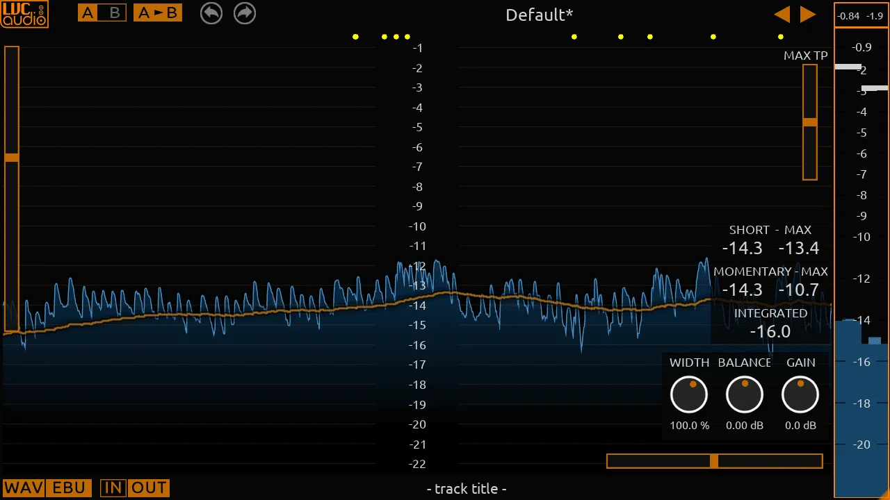 LVC-Meter plug-in interface showing waveform history and true-peak metering