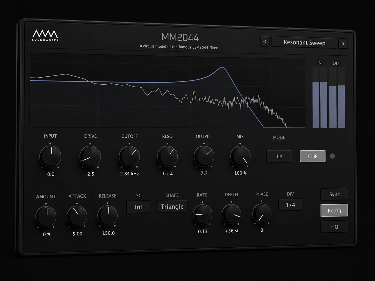 MM Soundworks MM2044 filter plugin interface