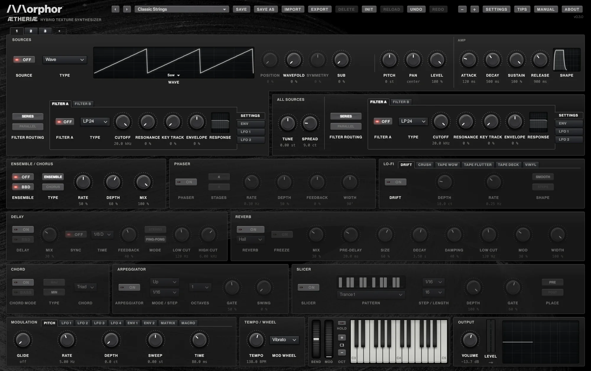 Aetheriae hybrid texture synthesizer interface by Morphor
