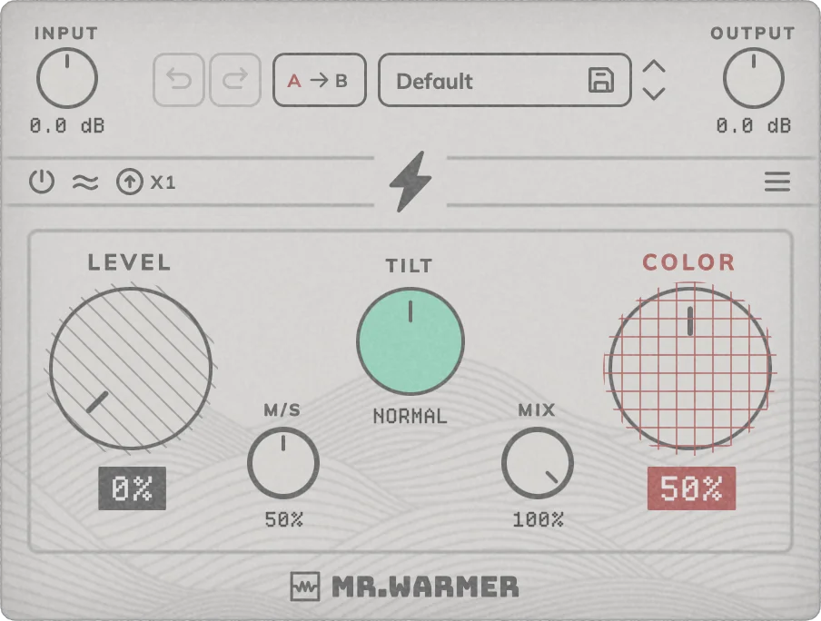 Mr.Warmer saturation plug-in interface by MrMoustache