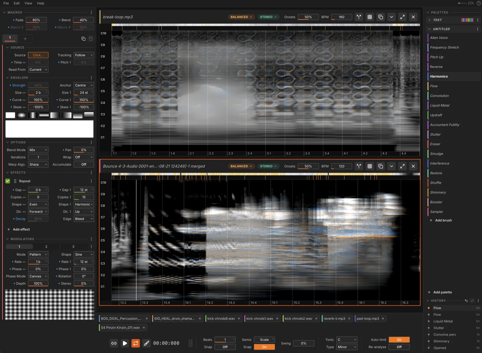 Noise Canvas spectral audio editor interface by Rob Clouth