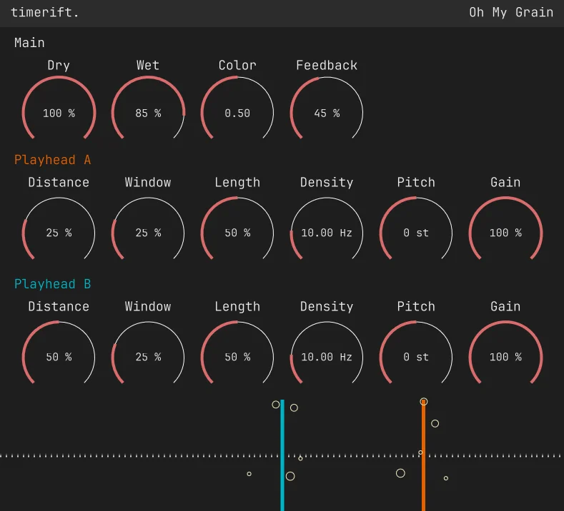 Oh My Grain plugin interface by Timerift Audio