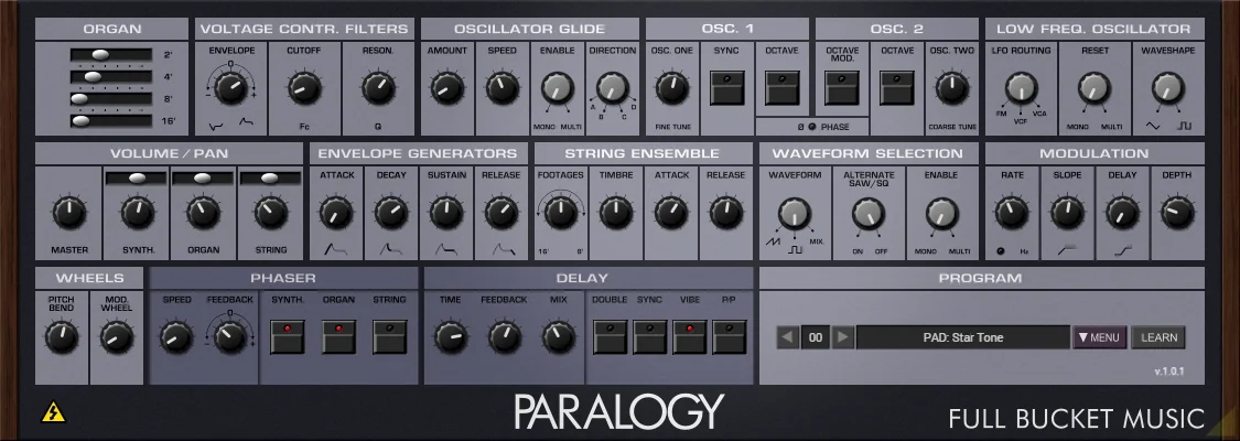 Paralogy synthesizer interface by Full Bucket Music