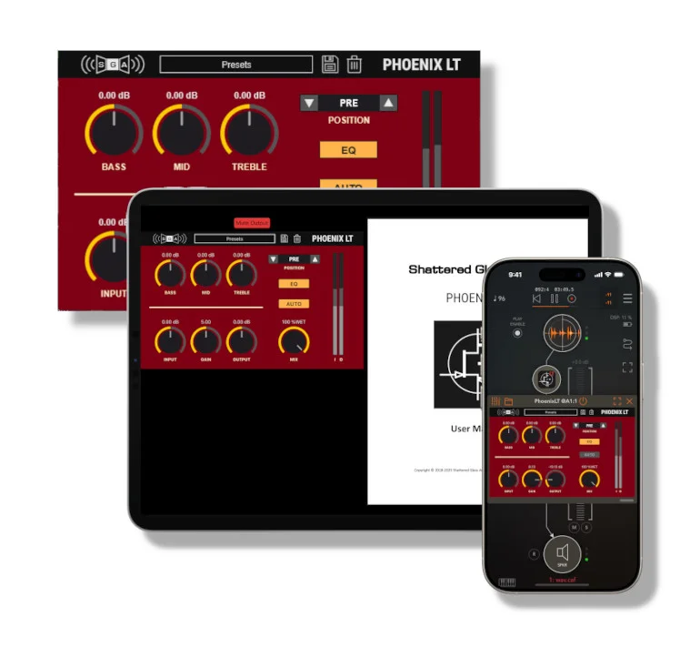 Phoenix LT tube preamp plugin interface by Shattered Glass Audio