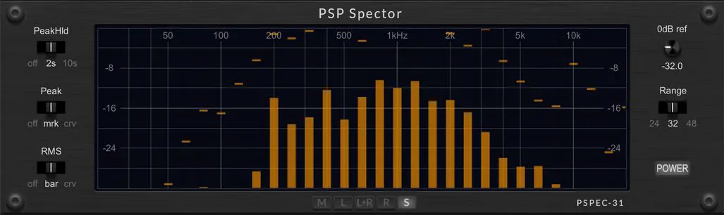 PSP Spector 31-band spectrum analyser plugin interface