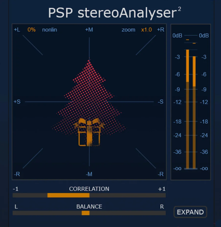 PSP stereoAnalyser2 stereo metering plugin interface by PSP AudioWare